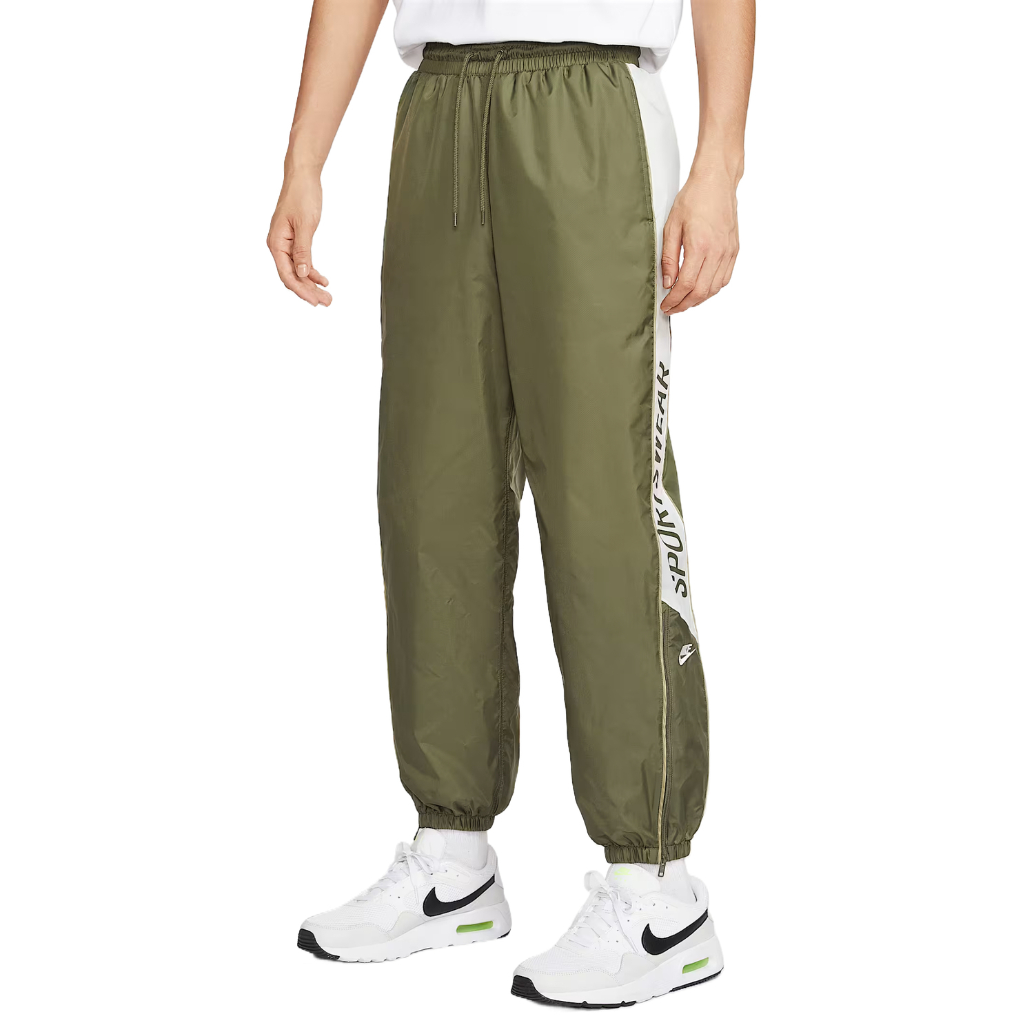 

Nike Мужские брюки в стиле «клубный кэжуал» оливково-зеленого цвета со средними манжетами