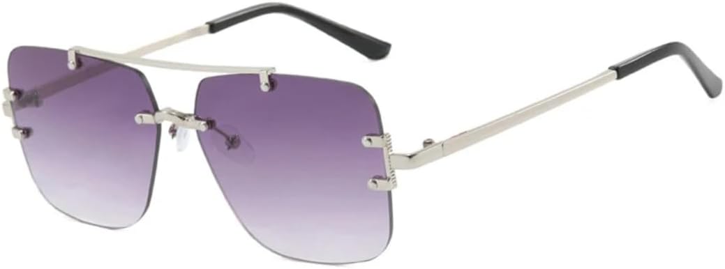 

Солнцезащитные очки с защитой UV400 | Без оправы, увеличенная переносица, градиентный оттенок | Для женщин и мужчин, для занятий спортом на открытом воздухе и вождения DSVIGF, Silver Gradient Gray