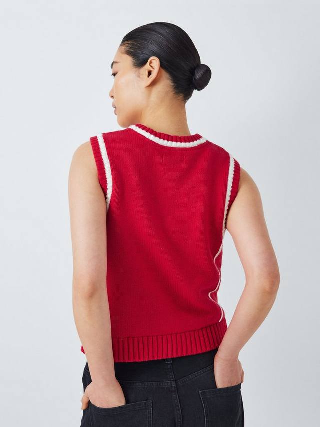 

Контурная трикотажная майка John Lewis , цвет Red/Cream