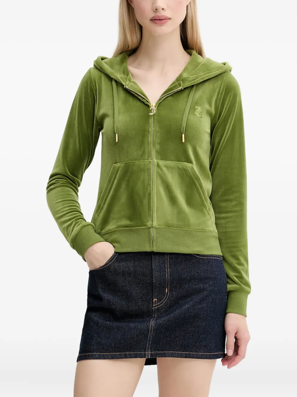 

Велюровое худи на молнии Juicy Couture, зеленый