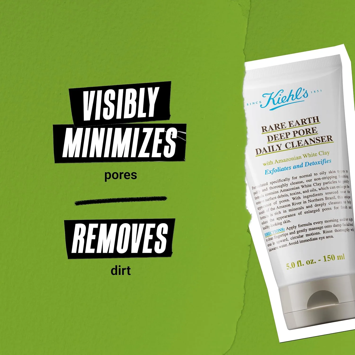 Пилинг Kiehl's — Rare Earth Deep Pore Daily Cleanser, нежное отшелушивающее средство для умывания жирной, 150 мл — фото 4