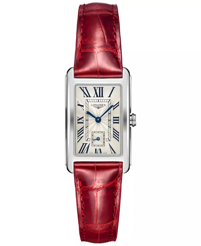 

Женские часы Swiss DolceVita с красным кожаным ремешком, 23x37 мм Longines