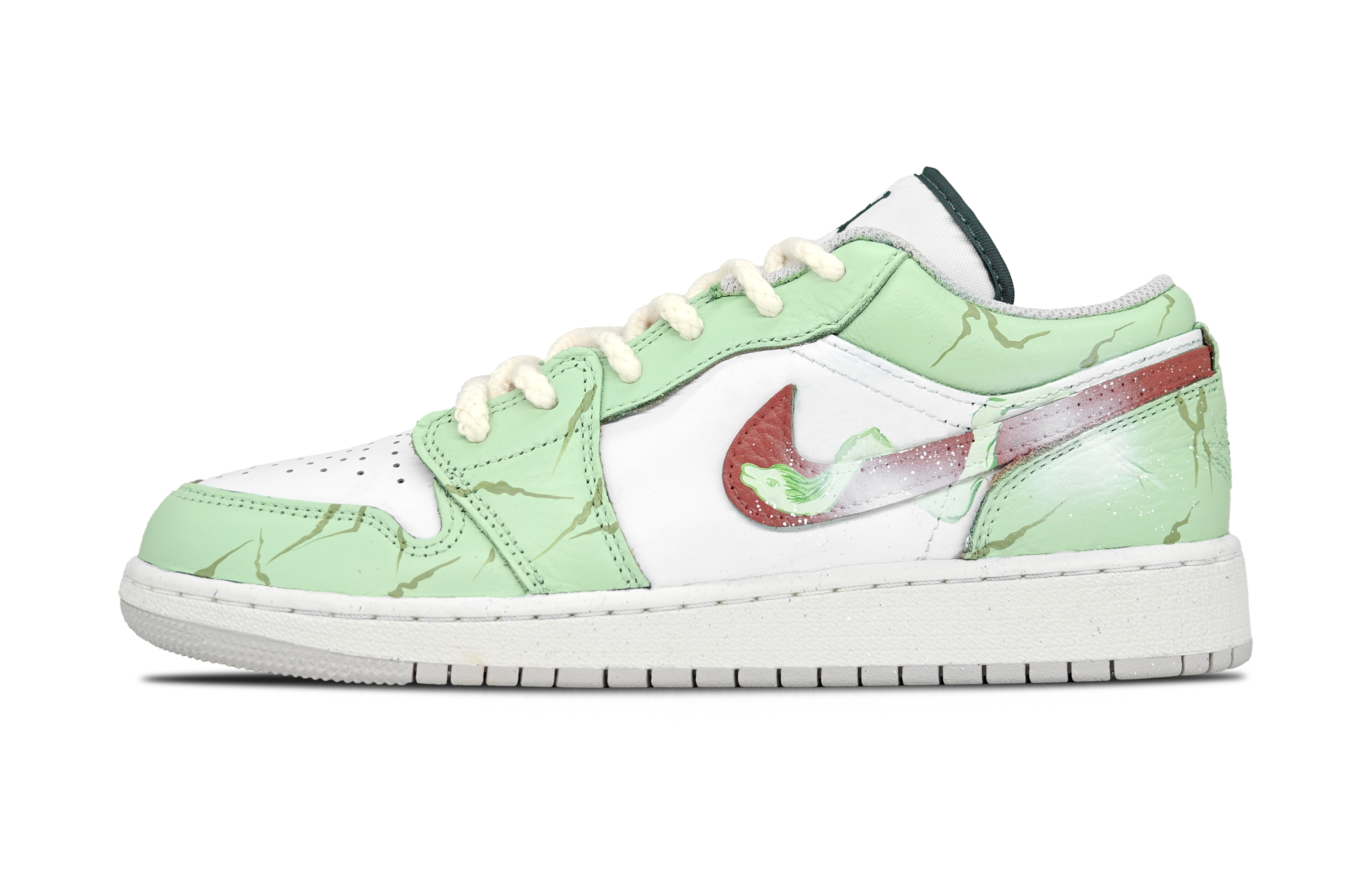 

Jordan Баскетбольные кроссовки Air 1 Pine Shadow Cyan, износостойкие, низкие, винтажные, мужские, белые, зеленые