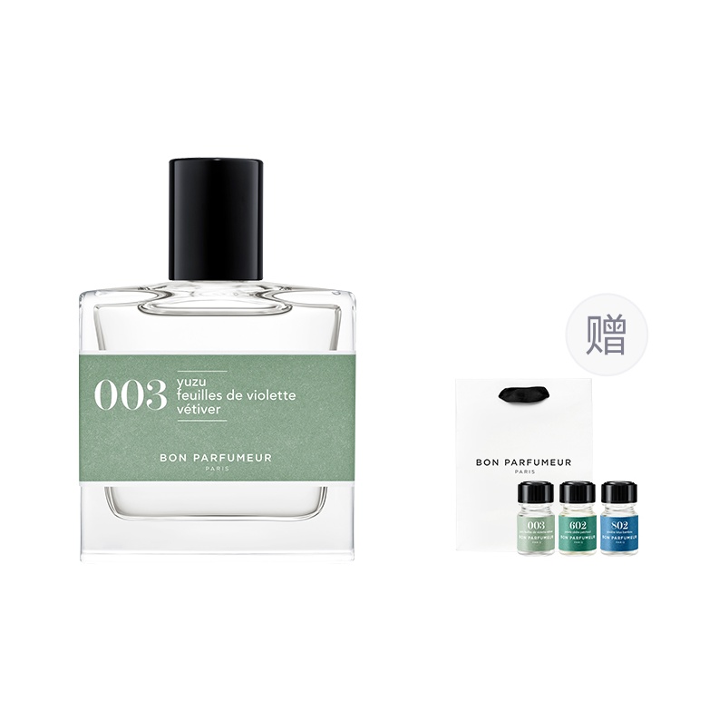 

Парфюмерная вода Bon Parfumeur 003 Yuzu Violet Leaves Vetiver и подарок, 30 мл+2,5 мл*3