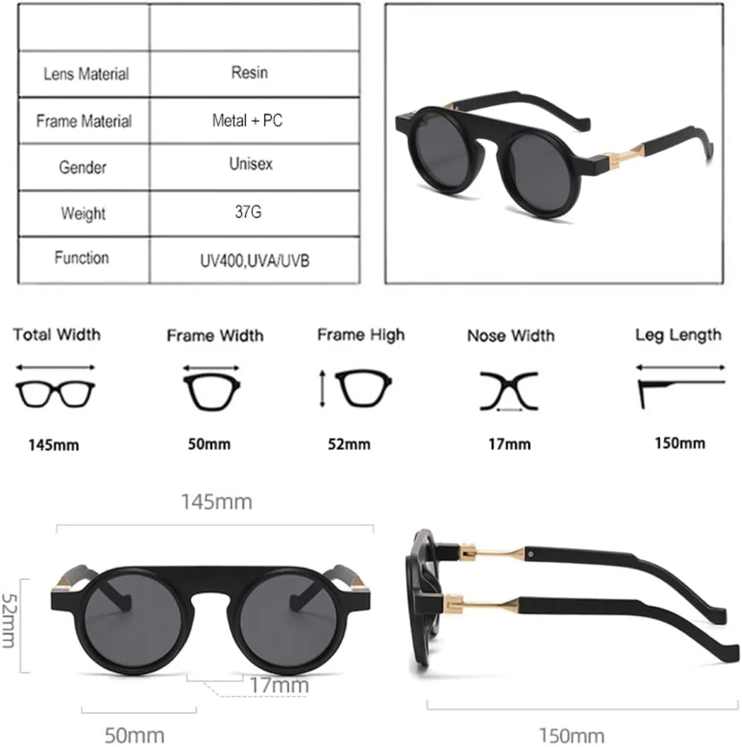 

Ретро круглые женские панк-солнцезащитные очки, модные прозрачные градиентные очки с защитой от УФ-излучения UV400, мужские трендовые очки UATXTAU, White Grey