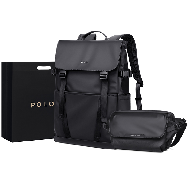 

POLO Тканевый рюкзак Tubas мужской черно-серый, Black 2-Piece Set