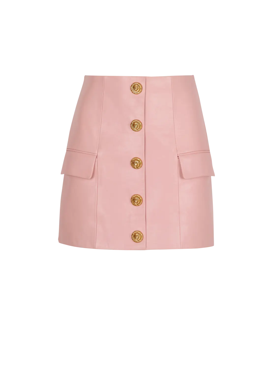 

Короткая юбка из ягнячьей кожи с пуговицами Balmain, розовый