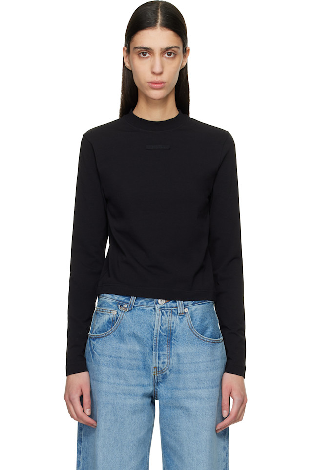 Футболка с длинными рукавами из грогрена Jacquemus, черный