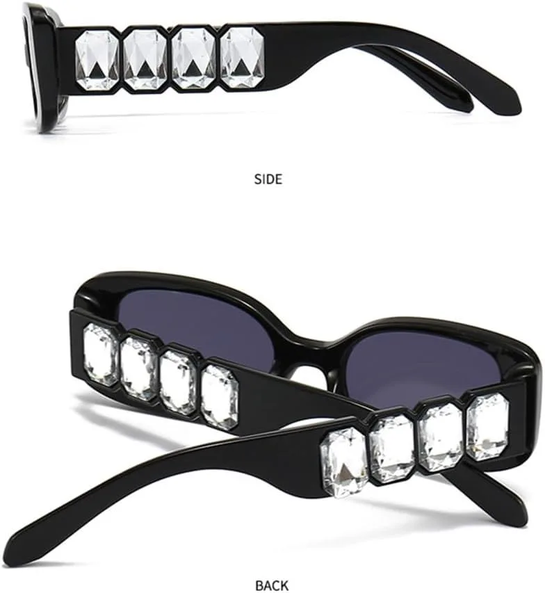 

Солнцезащитные очки прямоугольной формы с бриллиантами для женщин и мужчин, винтажные солнцезащитные очки для женщин, очки с защитой от УФ-излучения UV400 VFDHN, 1