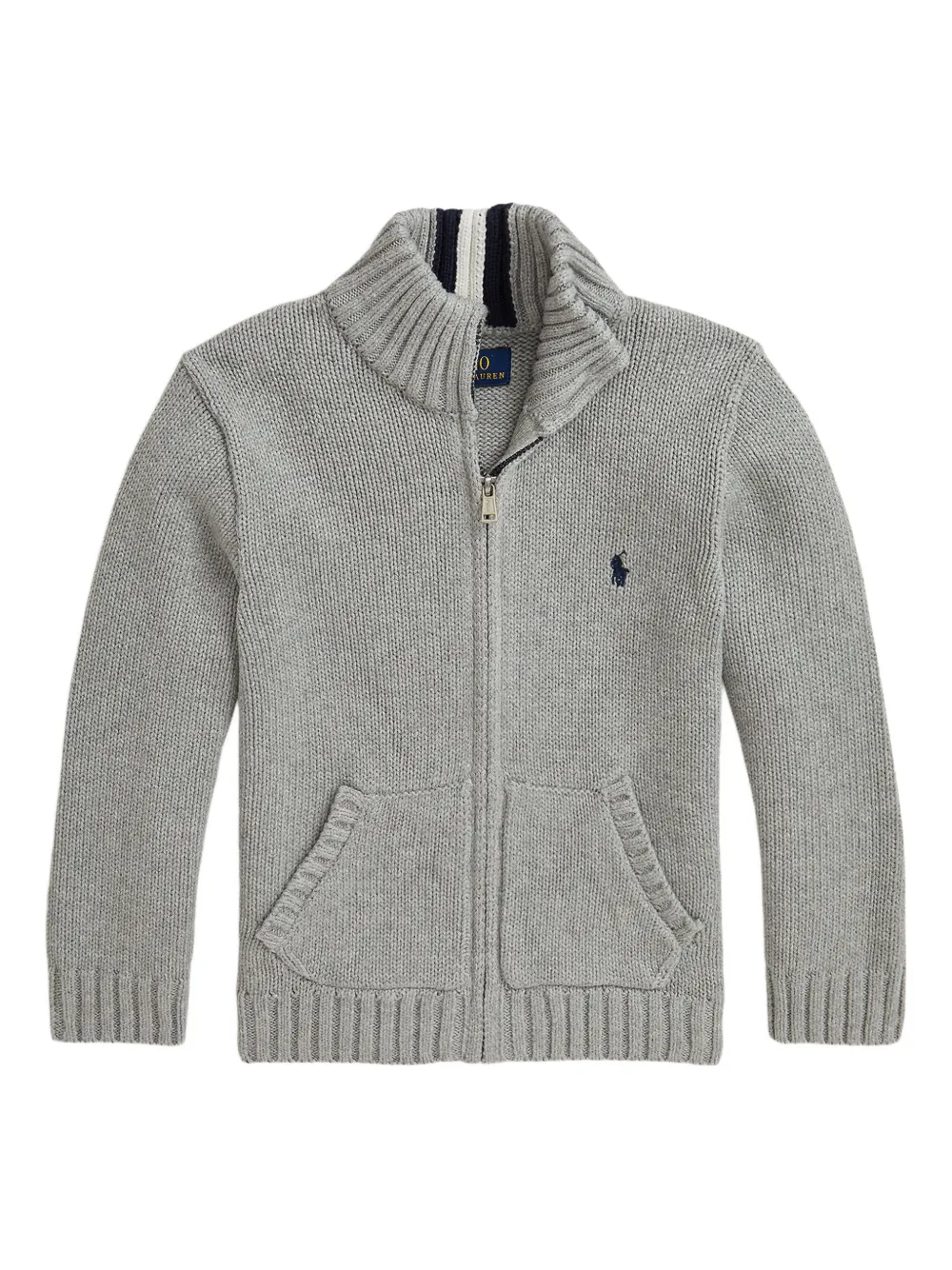 

Кардиган крупной вязки на молнии POLO RALPH LAUREN KIDS, серый