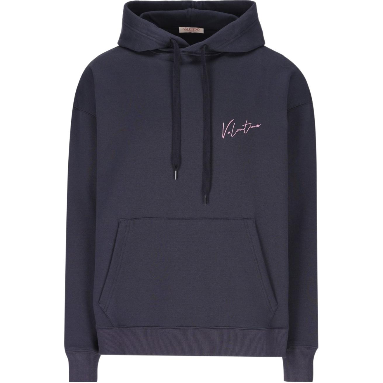 

Худи с капюшоном и завязками, с принтом логотипа Valentino, темно-синий