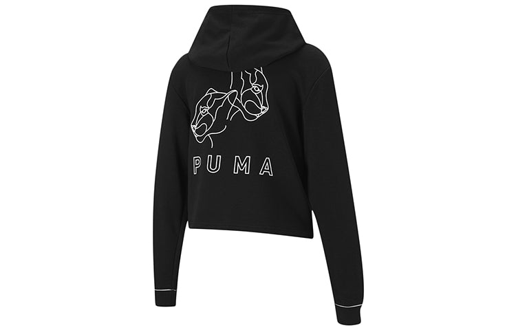 Толстовка (WMNS) PUMA Style Cat Hoodie hooded Pullover Knit Short Black 587162-01 — фото 2