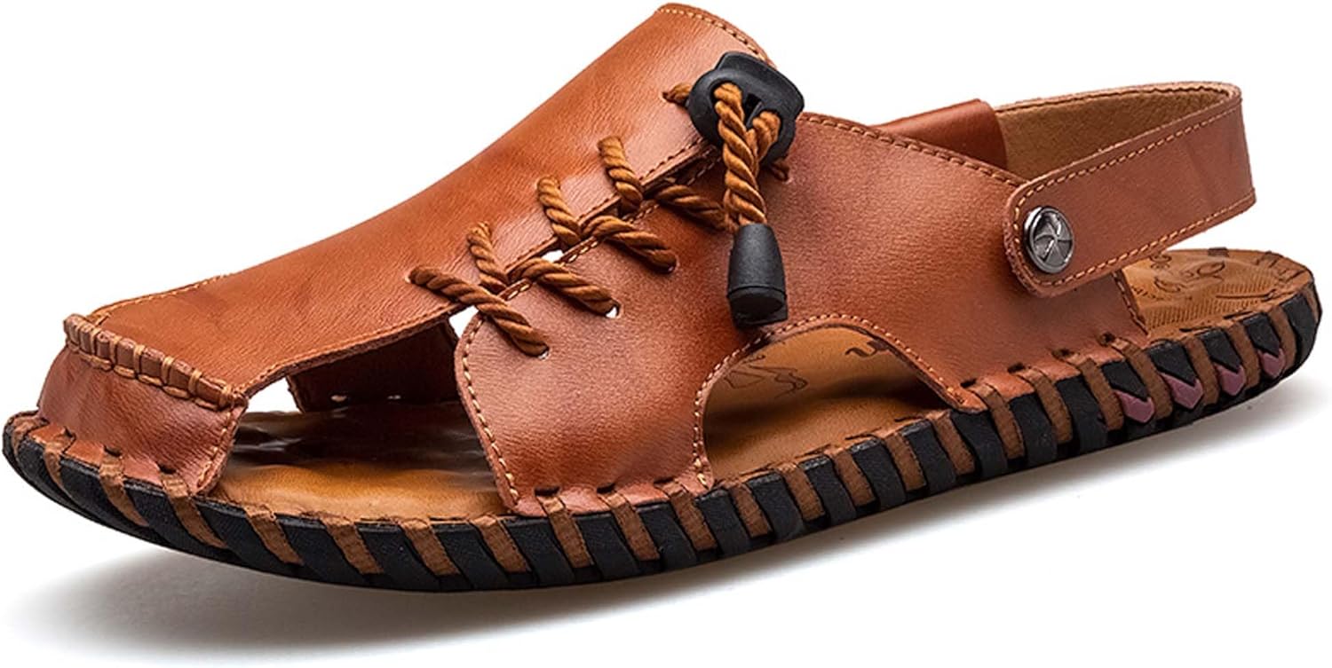 

Мужские повседневные сандалии для прогулок на улице, нескользящие, быстросохнущие для водных видов спорта, обувь для рыбалки, пляжные, регулируемые, можно носить двумя способами Generic, коричневый