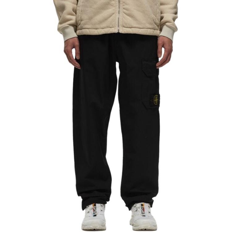 Брюки-карго мужские Stone Island с логотипом, черный — фото 2