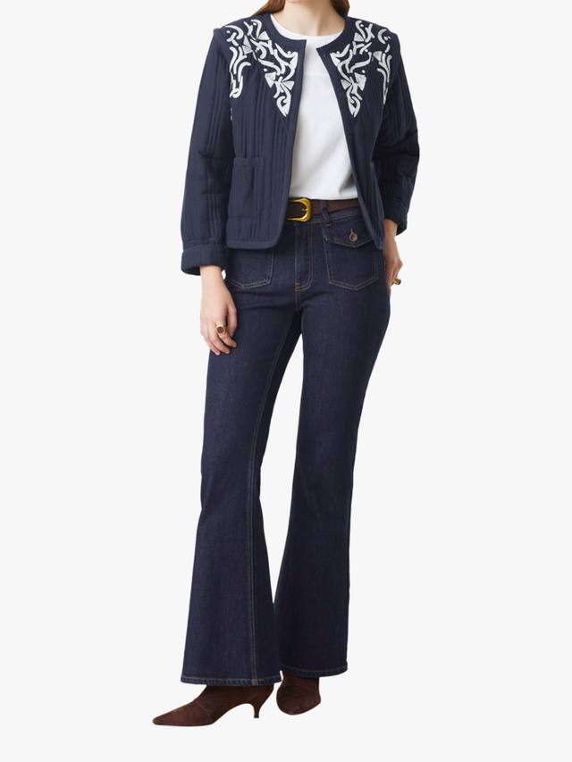 

Вышитая стеганая короткая куртка Daho из хлопка SUNCOO, Navy/White