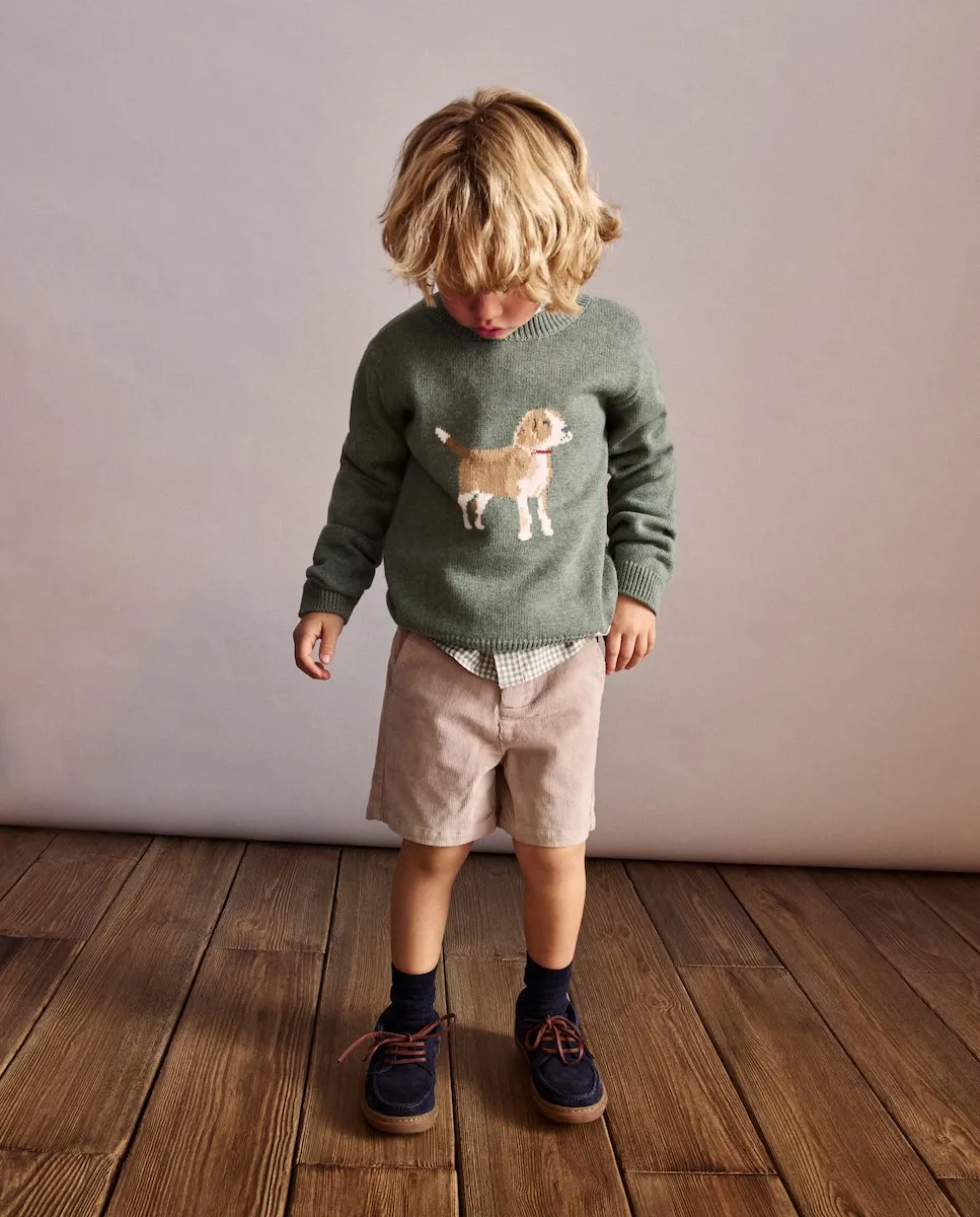 

Детские шорты из однотонного вельвета Coconut El Corte Inglés, бежево-серый