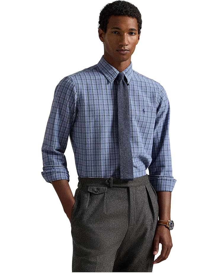 

Мужская рубашка Polo Ralph Lauren Classic Fit Plaid Brushed Oxford, Blue Heather Multi