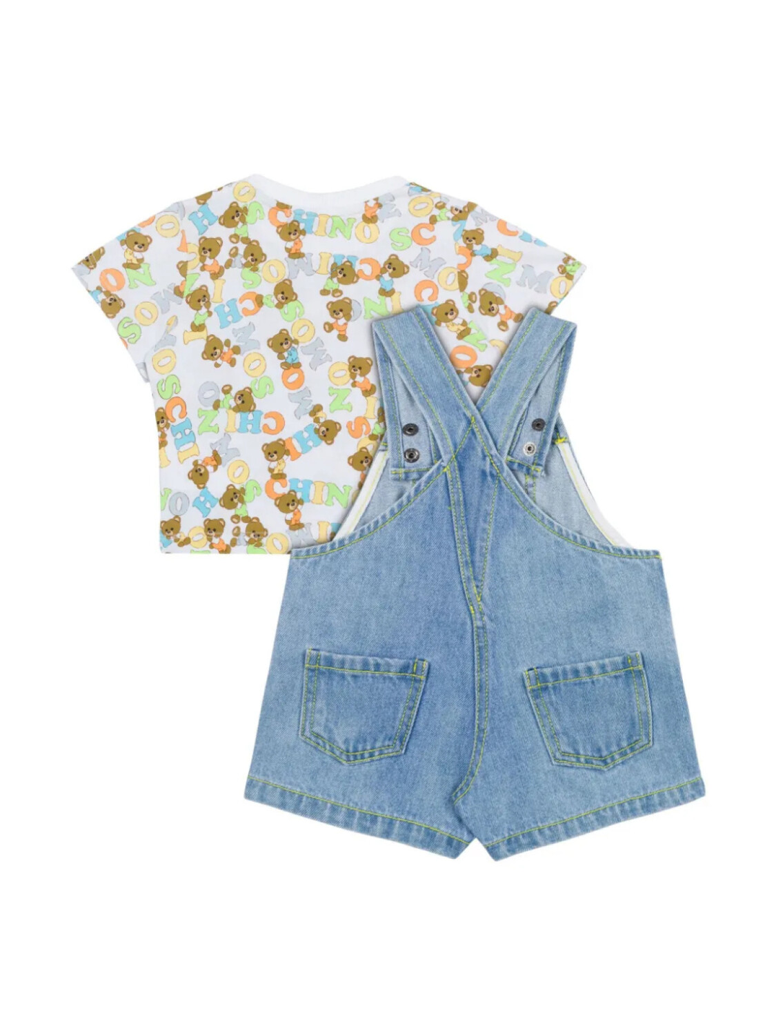 Moschino Kids комплект из топа и шортов с принтом, синий — фото 2