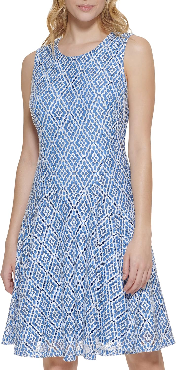 

Женское платье без рукавов Tommy Hilfiger с ретро-кружевом Daisy, Blue Bonnet/Ivory