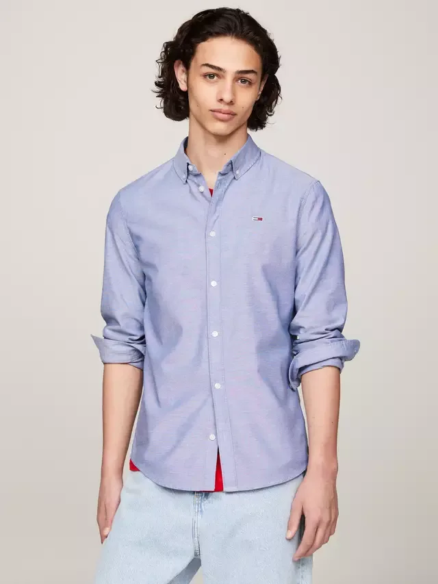 Рубашка Tommy Jeans Slim из органического хлопка, оксфордская Tommy Hilfiger, Twilight Navy