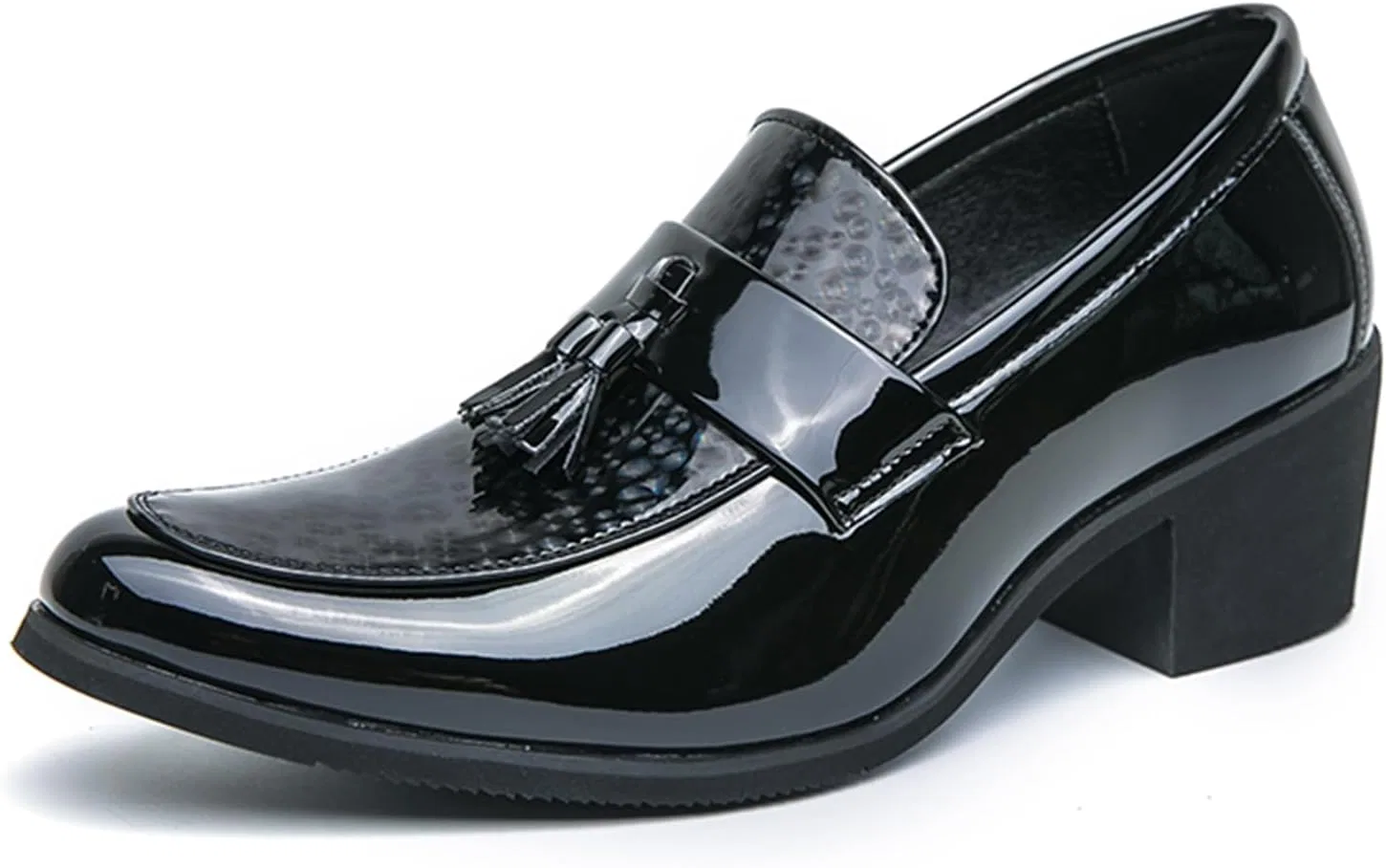 Лоферы кожаные, классические, на каблуке, Black Dacnakby