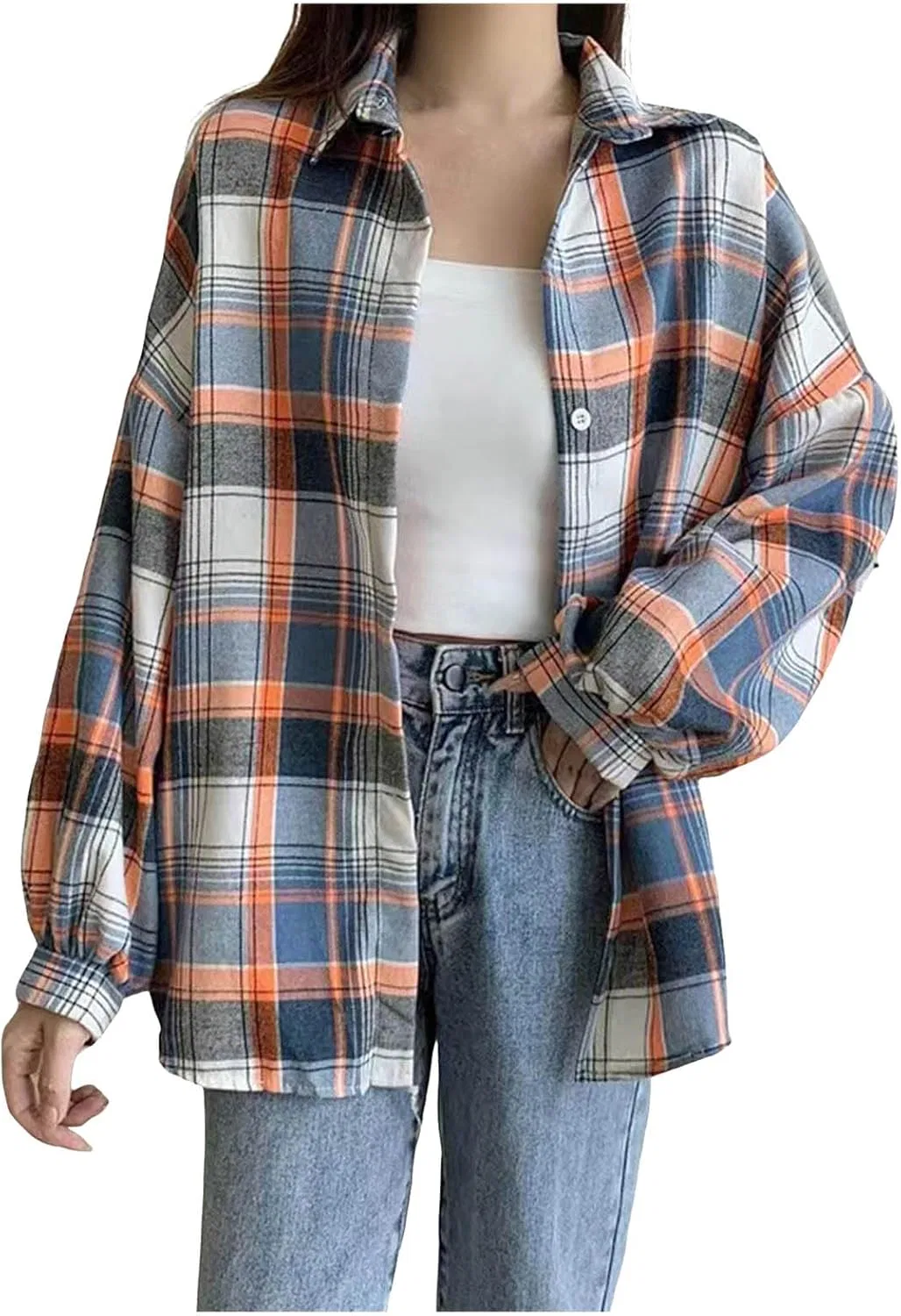 Туника, длинный рукав, Check Shirt, оранжевый