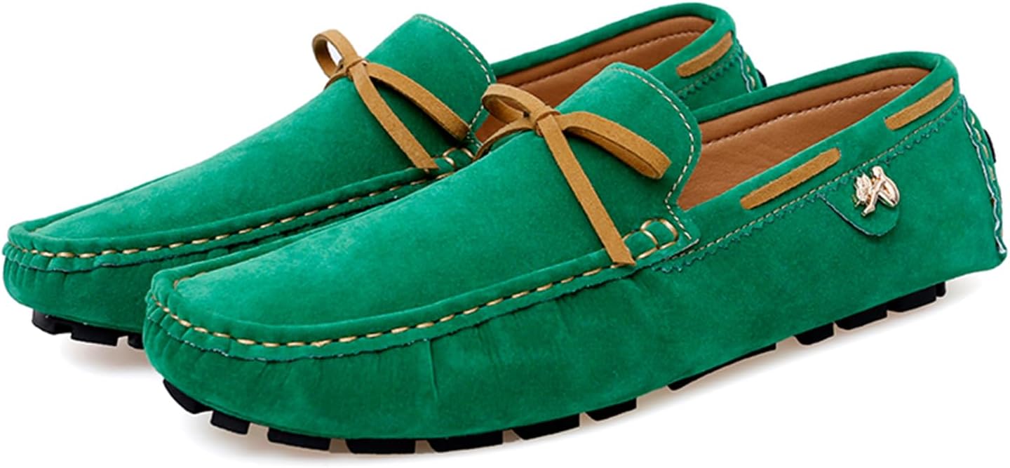 

Мужские лоферы Dacnakby, мокасины на плоской подошве с бантом, замшевые лоферы с боковой пряжкой, классические модели без шнурков, повседневная и деловая обувь, зеленый