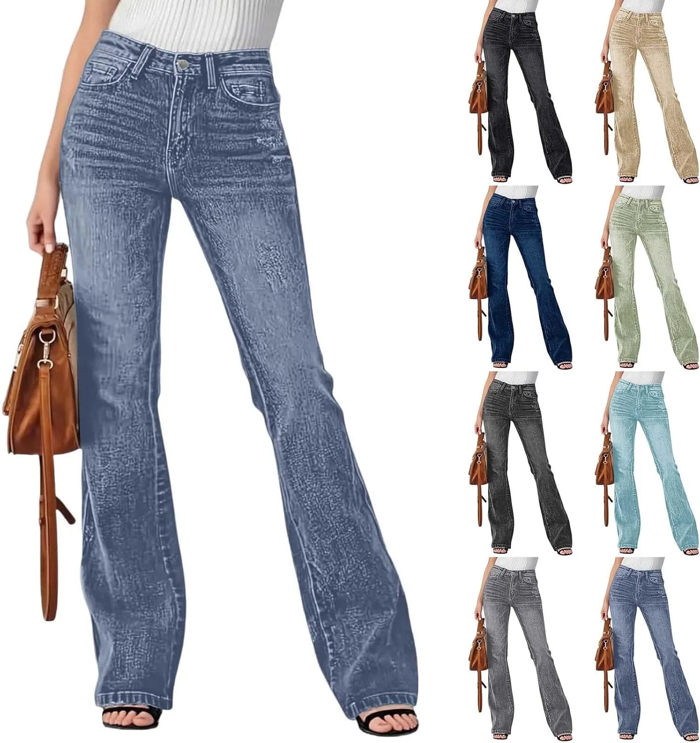 

Растягивающиеся джинсы для женщин plus size, high waist, wide leg hmbudp