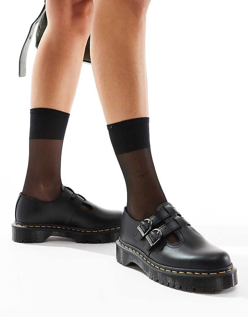 

Доктор Martens 8065 Bex Черные гладкие туфли Мэри Джейн из кожи
