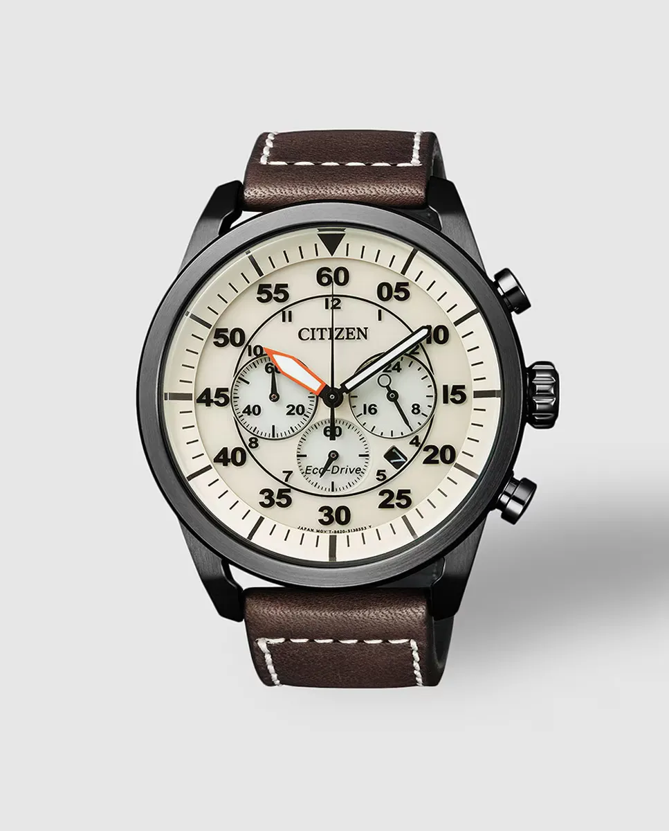 

Citizen AviatorCA4215-04W Eco-Drive кожаные мужские часы, коричневый