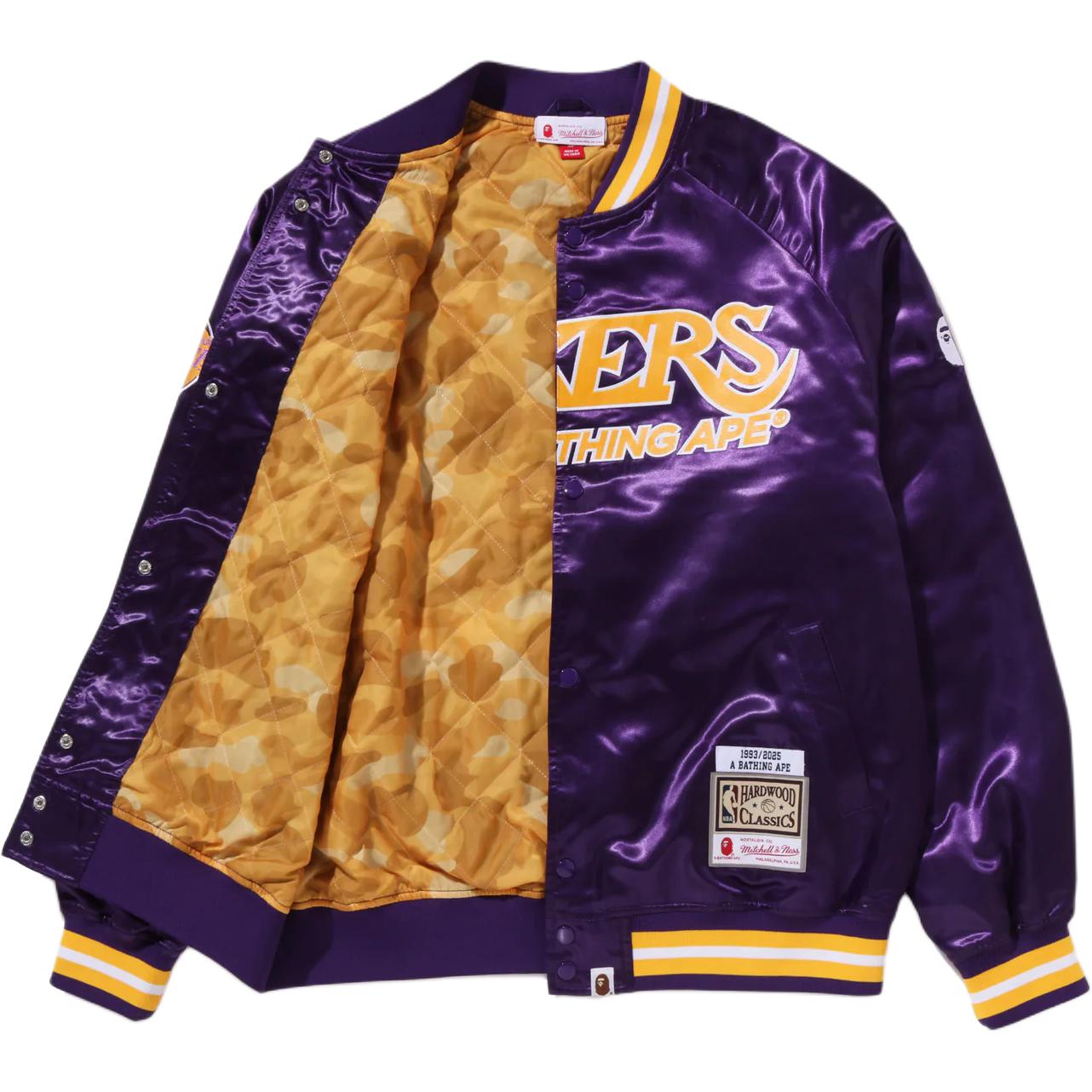 Mitchell & Ness X NBA FW25 Куртки и Пальто Мужские A BATHING APE, фиолетовый — фото 3