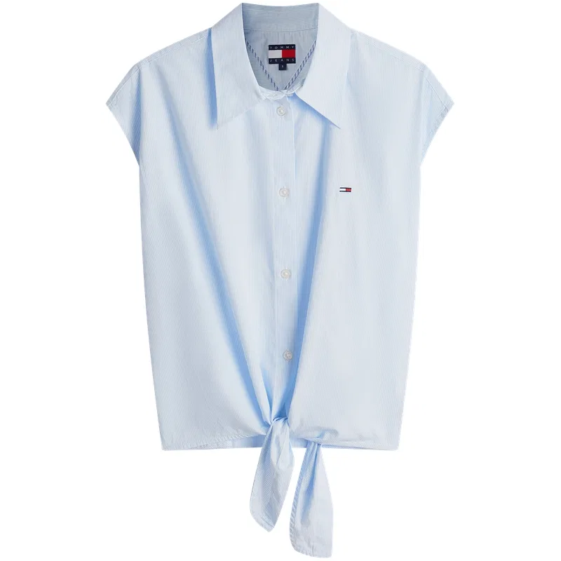 Рубашка женская Blue White Stripes 0A6 с отложным воротником Tommy Hilfiger