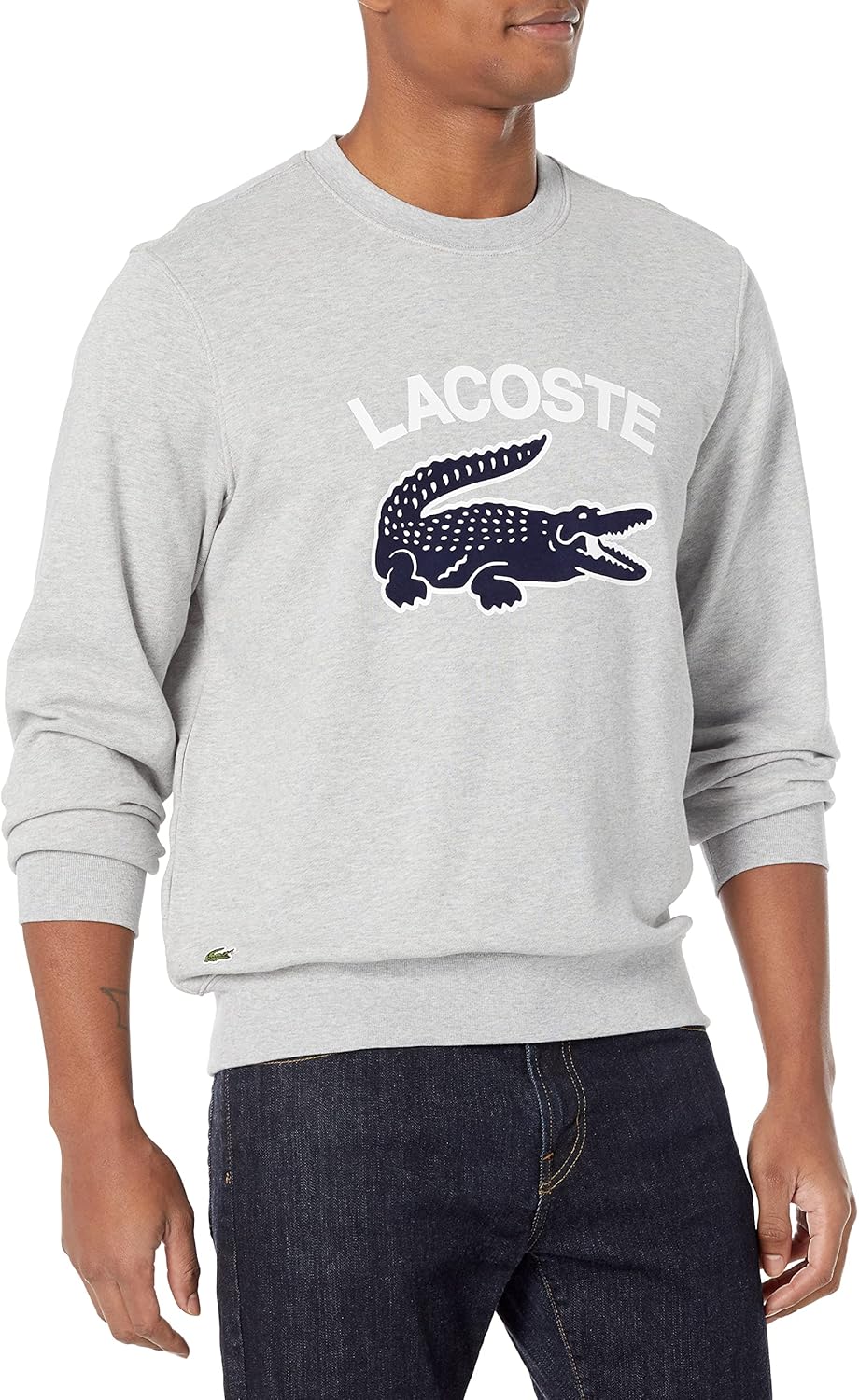 

Мужская классическая толстовка Lacoste с длинными рукавами из французского махрового трикотажа., Argent Chine