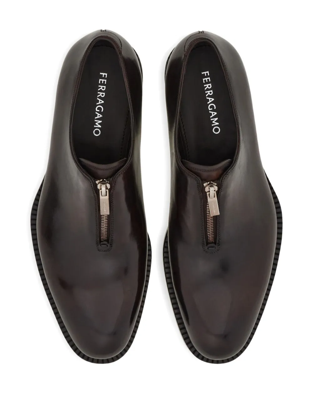 Туфли дерби на молнии Ferragamo, коричневый — фото 4