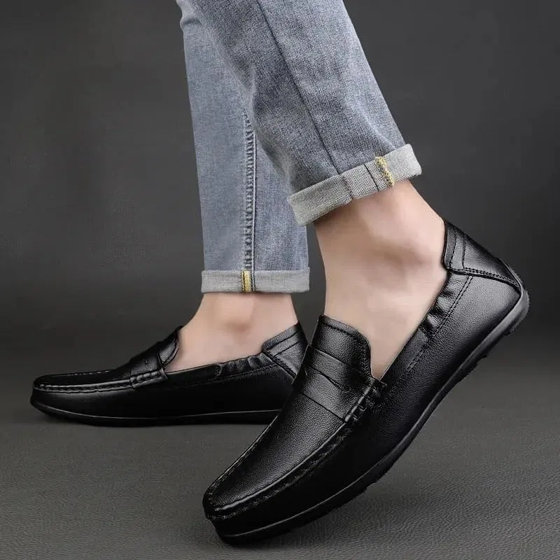 Лоферы мужские с вязанием, Vegan Leather, Black SayfuR — фото 4