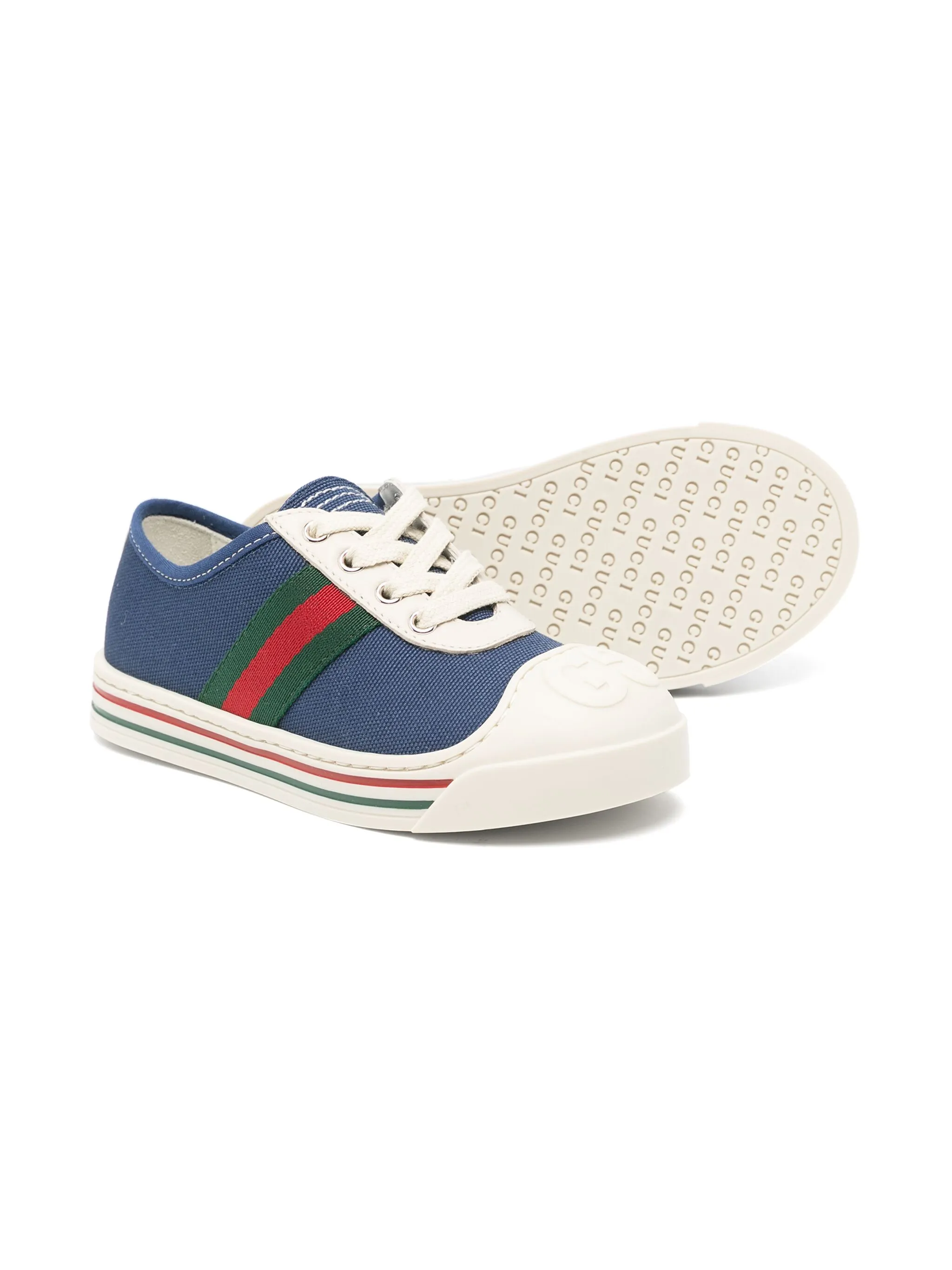 Кеды из канваса с отделкой Web Gucci Kids, синий — фото 2