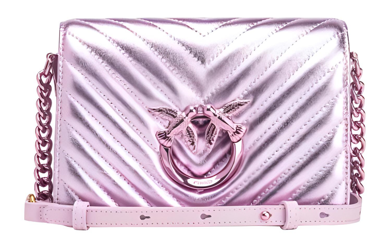 

PINKO Кожаная маленькая квадратная сумка, клатч, кроссбоди, мини-сумка через плечо для женщин светло-розовый