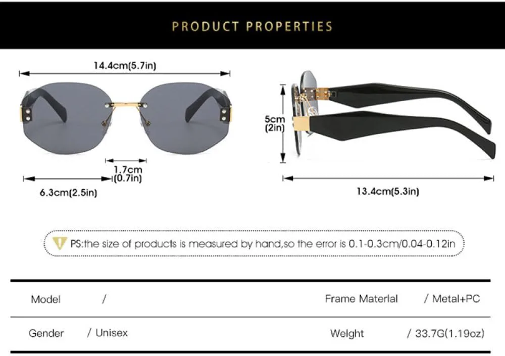 

MUTYNE Сексуальные солнцезащитные очки с многоугольной оправой для женщин, модные солнцезащитные очки без оправы, градиентные очки серого и розового цвета, Black
