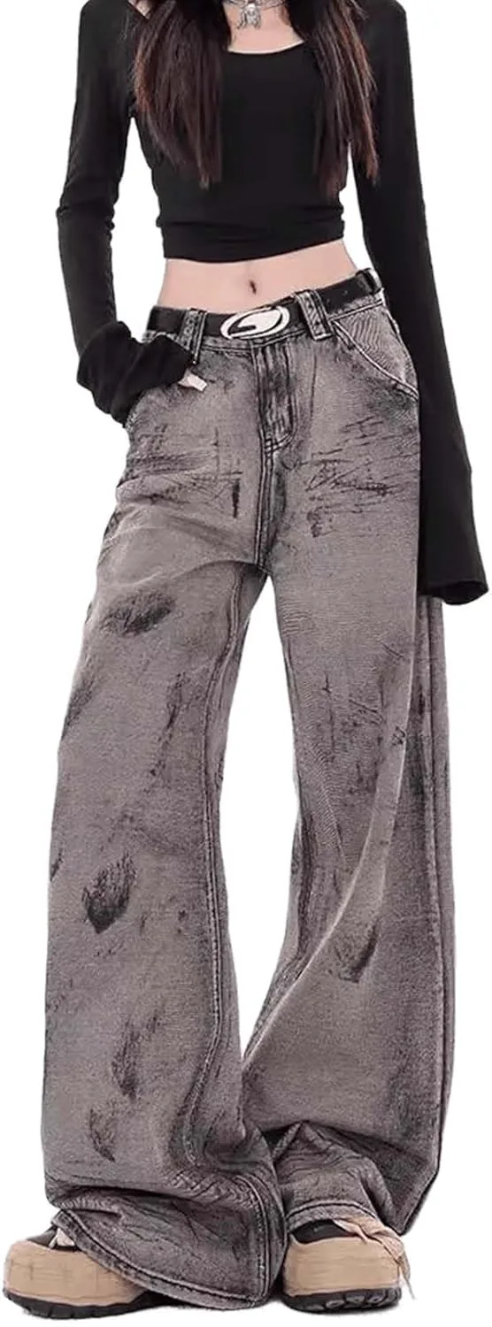 

Винтажные джинсы в стиле wasteland с принтом тай-дай для женщин Y2K UICIOP