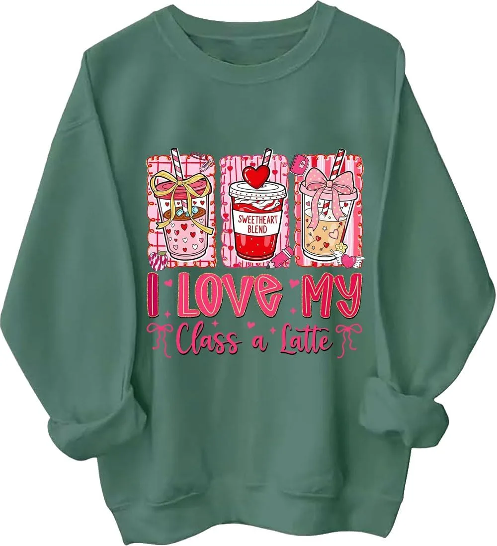 

Толстовка I Love My Class a Latte, милый подарок учителю на День святого Валентина LNDOCAI