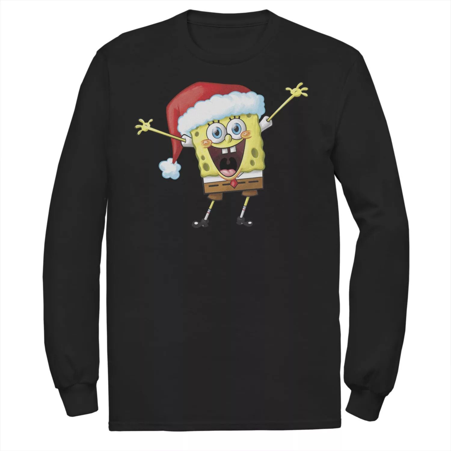 

Мужская футболка с длинными рукавами One Happy Sponge Holiday Squarepants Губка Боб Licensed Character, черный