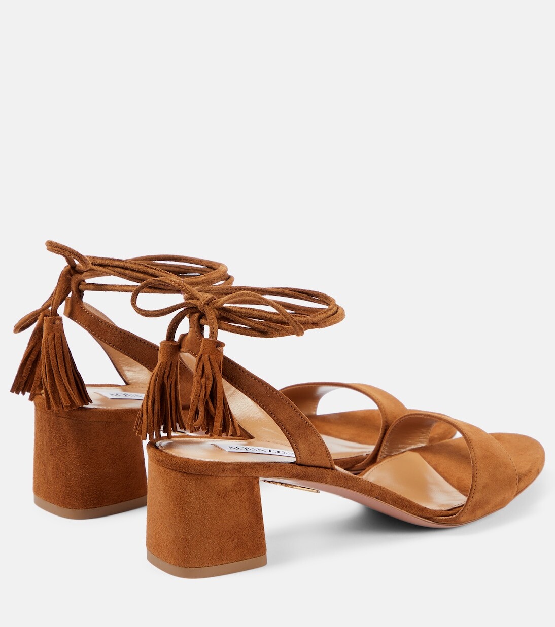 Замшевые босоножки alu 50 Aquazzura, коричневый — фото 3