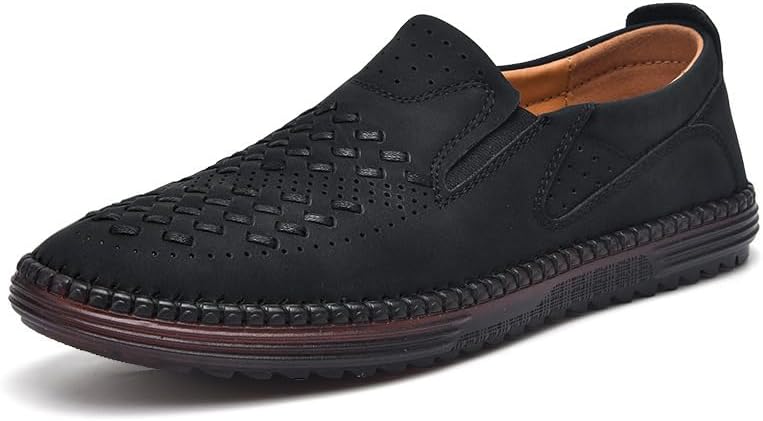 

Мужские удобные слипоны без шнурков, повседневные кроссовки, деловые ходовые туфли, легкая обувь для офиса и вождения Generic, черный