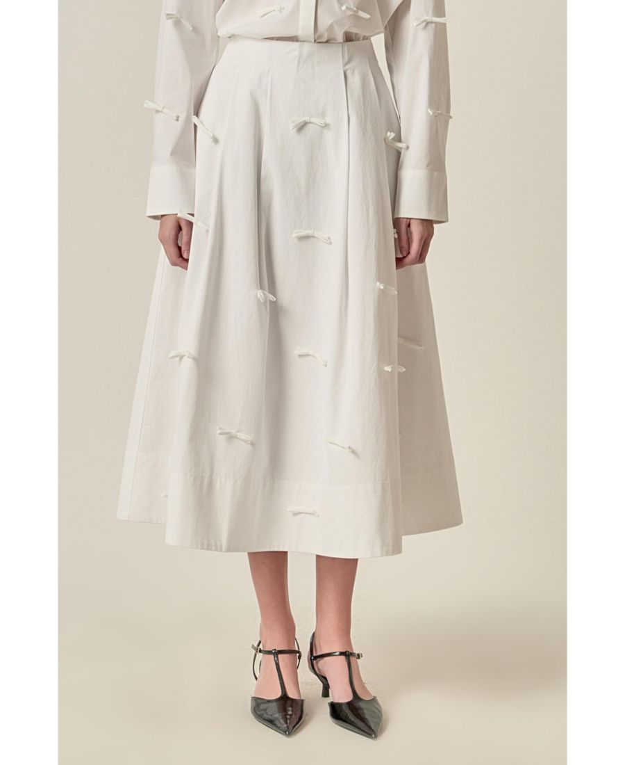 

Женская юбка миди из поплина с бантом English Factory, White