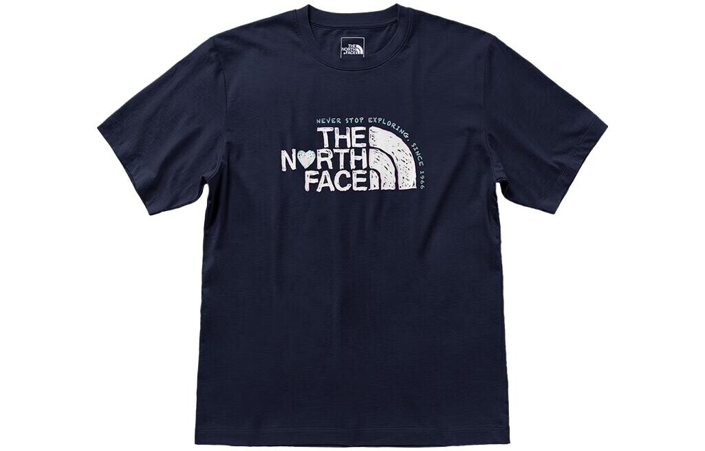

Футболка с сердечком унисекс темно-синяя The North Face, темно-синий