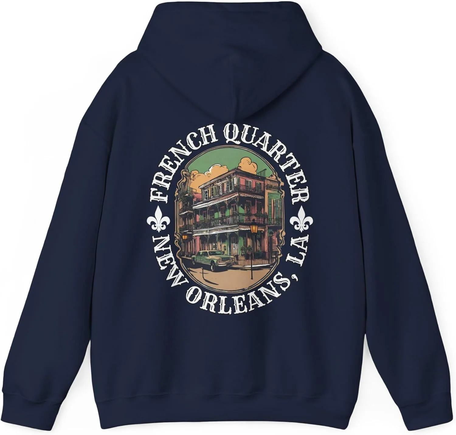 Толстовка French Quarter с капюшоном New Orleans, одежда NOLA, сувенир с Bourbon Street GENERIC, темно-синий