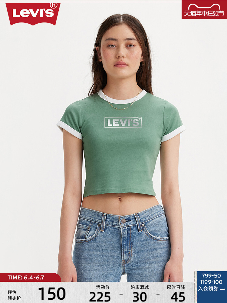 

Футболка женская Levi's с короткими рукавами, зеленый