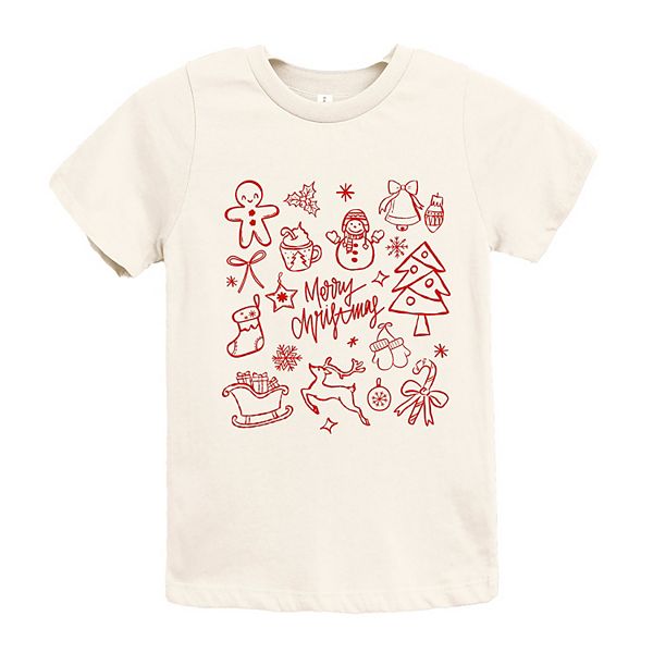 

Футболка с принтом Merry Christmas sketched icons The Juniper Shop, Cream