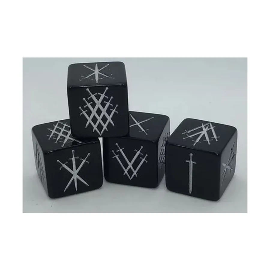 

d6 19 мм «Мечи в каменном штампе» — черный с серебром, Dice (Black Oak)