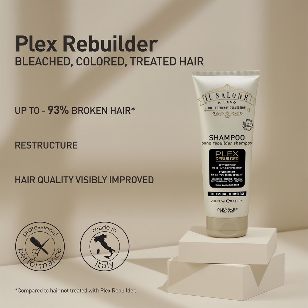 Il salone milano plex rebuilder protection shampoo for bleached, coloured and chemical treated hair Alfaparf Milano, 250 мл — фото 2